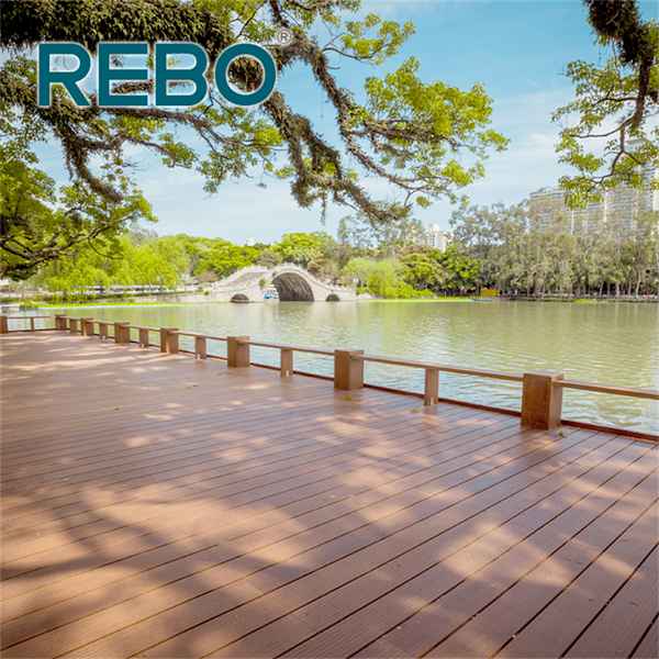 Wooden Deck Next to a River
